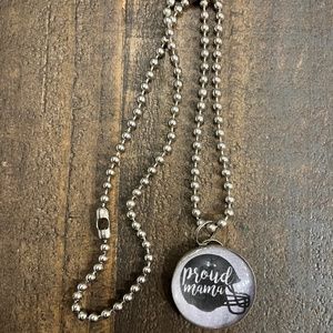 Proud mama football necklace